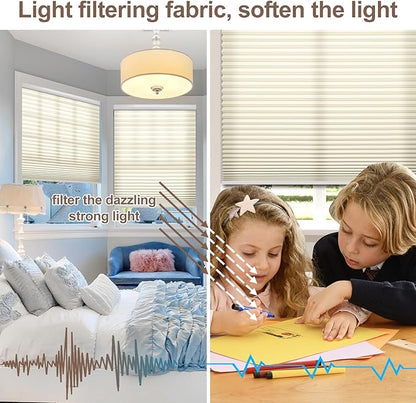 Godark Motorized Light Filtering Cellular Shades Compatible with Alexa/Google Home Electric Blinds Smart Honeycomb Shades for Windows Automatic Blinds with Remote Custom Size-Beige