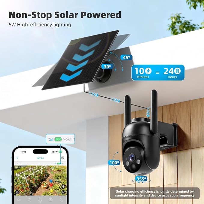 4G LTE Cellular Security Camera 2 Pack, Built-in SIM Card, Solar Powered