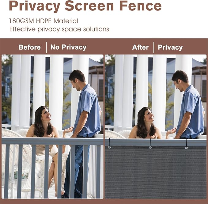 Sunny Guard Customized 3'x4' Dark Grey Balcony Privacy Screen,90% Shade Apartments Fence Cover,Heavy Duty Mesh Windscreen for Deck,Outdoor,Backyard,Patio