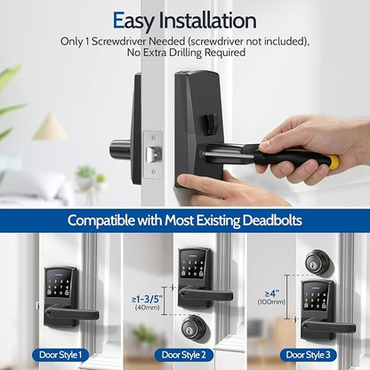 Keypad Door Lock with Handle, Keyless Entry Digital Code for Front Door