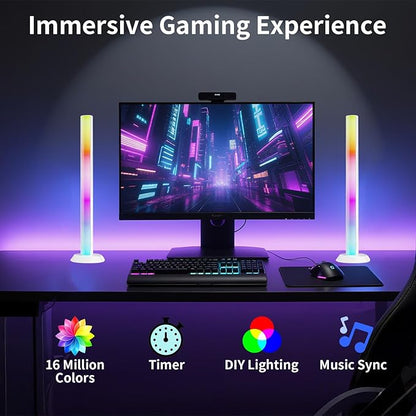 LED Strip Lights,14 Inches Monitor Backlight with Music Sync, 16 Million Colors, APP & Remote Control, USB Powered DJ Light for Party Room TV PC Gaming Desk Decor (White)