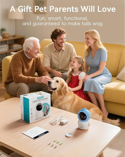 ZUMIMALL Pet Camera with Laser Toy, 2K WiFi Dog Cat Camera with Phone App