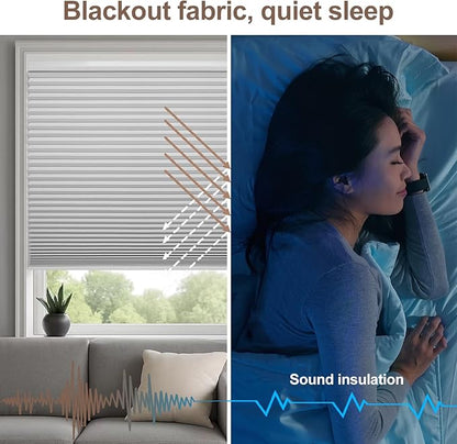 Godark Motorized Blackout Cellular Shades Compatible with Alexa/Google Home Electric Blinds Smart Honeycomb Shades for Windows Automatic Blinds with Remote Custom Size-Off White