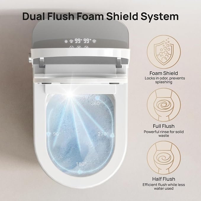 Smart Toilet with Bidet Built-in: Super Gentle Wash Bidet Toilet with Dryer