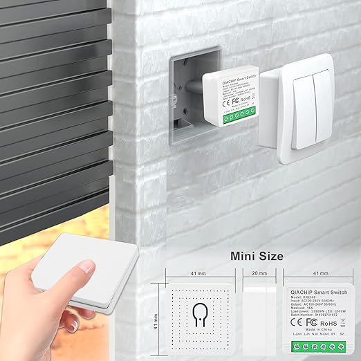 Ewelink 2.4GHz Wireless Light Switch and Receiver Kit, 16A Smart Relay Module with Wall Switch, Support Bluetooth Control, 100 Feet RF Range, No Wi-Fi Required