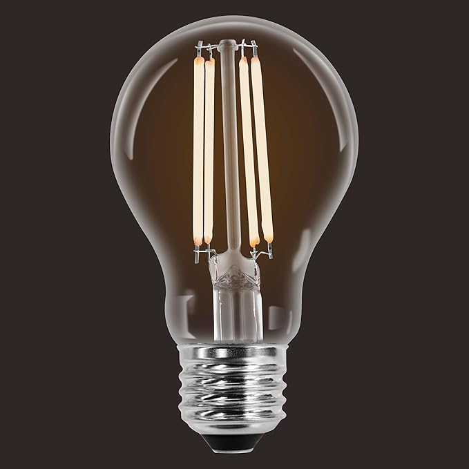 Sylvania A19 Clear LED White Filament Bulb, 6.5W, Dimmable, 800 LMS, Medium Base, 2700K, Soft White - 2 Pack (42170)