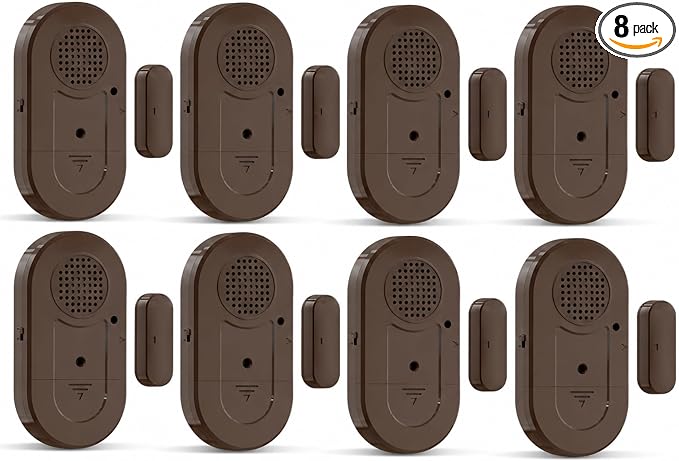 Sanjie Door Window Alarm Sensors, 8 Pack, 125dB, Volume Control | Easy-install door and window alarms with loud adjustable alerts, long battery life, and versatile use for home safety