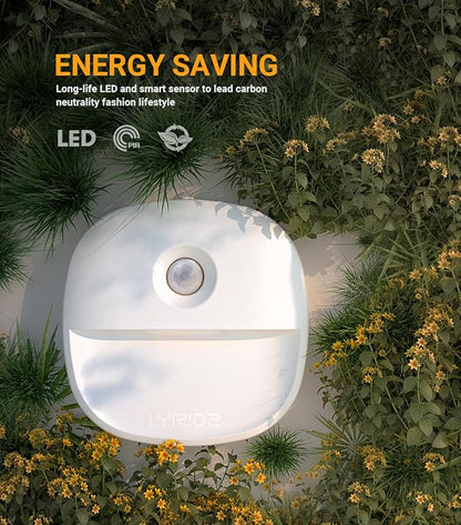 Lyridz Plug in Night Light with Motion Sensor and Dusk to Dawn Sensor, Dimmable Cool White Nightlight with 1-50lm Adjustable Brightness for Bedroom, Bathroom, Stairs, Hallway, 2 Pack