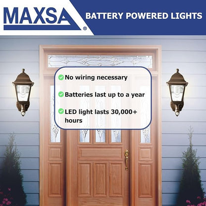 MAXSA 46219 Battery-Run Motion-Activate Outdoor Metal Wall Sconce Bronze