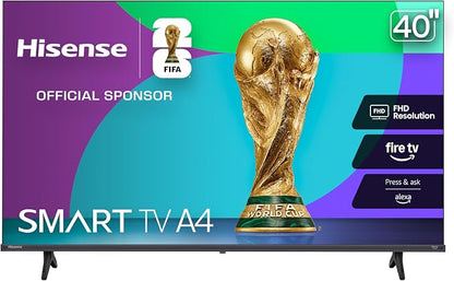 Hisense 40-Inch Class A4 Series FHD 1080p Smart Fire TV (40A4NF) - DTS Virtual: X, Slim Bezel Design, Alexa Built in, Streaming TV, Black