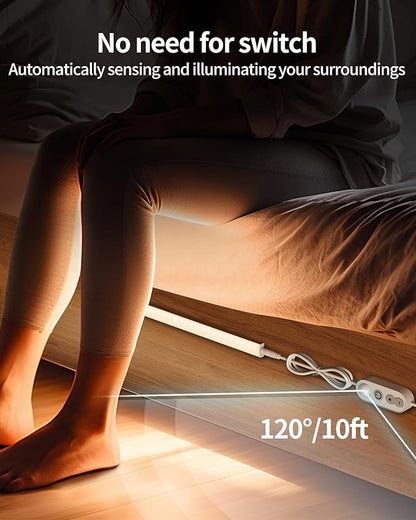 ASOKO Motion Sensor Dimmable Led Under Cabinet Lighting Plug in - 3 Pcs 12 inches Linkable Counter Light Bars, Led Closet Light Warm White 2700K