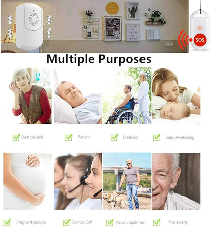 EverNary Caregiver Pager Wireless Call Button System Personal Alert Panic Button for Home Elderly Nurses Calling System with Pager and Emergency Button (1Receiver+1Button)