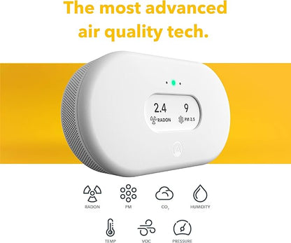 Airthings 2960 View Plus - Battery Powered Radon & Air Quality Monitor (PM, CO2, VOC, Humidity, Temp, Pressure)
