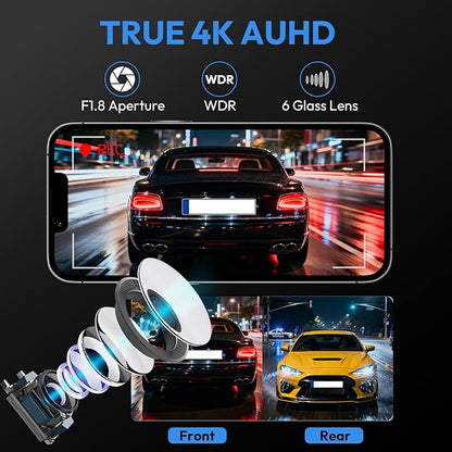Front 4K & Rear 1080P Dash Cam for 2023-2026 Toyota Corolla E210 LE SE XLE XSE Hybrid Hatchback(Model B)(Gen12),OEM-Style,Loop Recording,Easy Installation,WiFi & App,128G Card