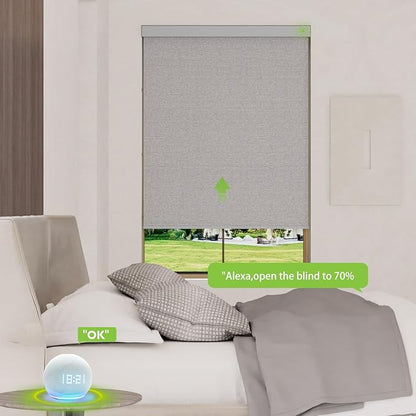 Motorized Blinds with Remote，100% Blackout Smart Blinds Motorized Roller Shades Compatible with Alexa Automatic Blinds for Windows Electric Window Blinds Customized Size Slate Noir