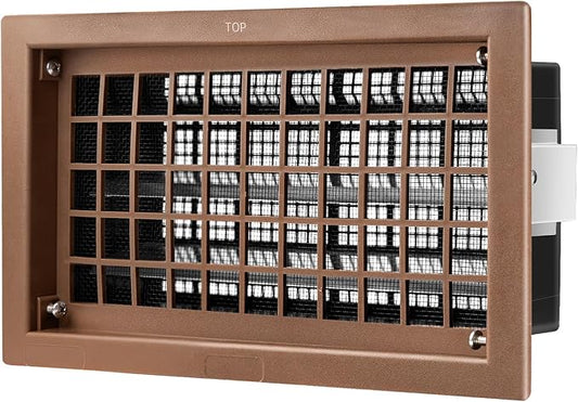 Crawl Space Foundation Vent Cover Automatic 8x16 Inch, Brown 1 Pack | Auto Open/Close at 40°F-70°F, Freeze Protection & Energy Saving, DIY Replacement for House, Mobile Home & Skirting, Plastic