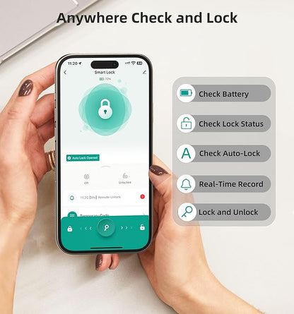 WiFi Smart Door Lock Set: HEANTLE Keyless Entry Deadbolt with Handle Fingerprint Deadbolt Electronic Digital Keypad Door Lock Alexa App Remote Control