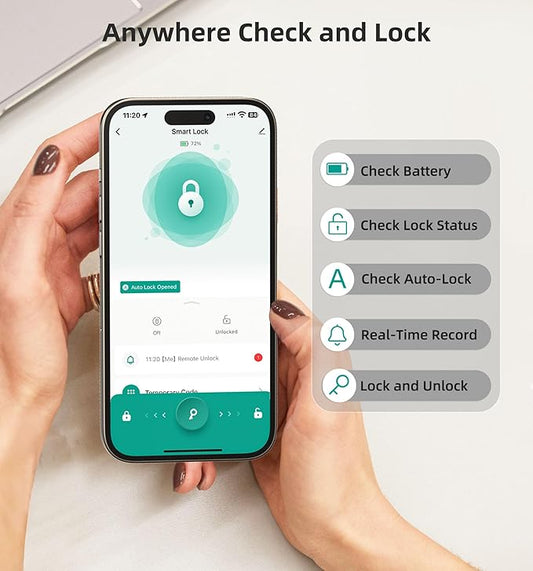 WiFi Smart Door Lock Set: HEANTLE Keyless Entry Deadbolt with Handle Fingerprint Deadbolt Electronic Digital Keypad Door Lock Alexa App Remote Control