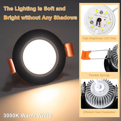 YGS-Tech 2 Inch LED Recessed Lighting, Dimmable Downlight 3W(35W Halogen Equivalent), CRI80, 3000K Warm White Ceiling Light with LED Driver(10 Pack)