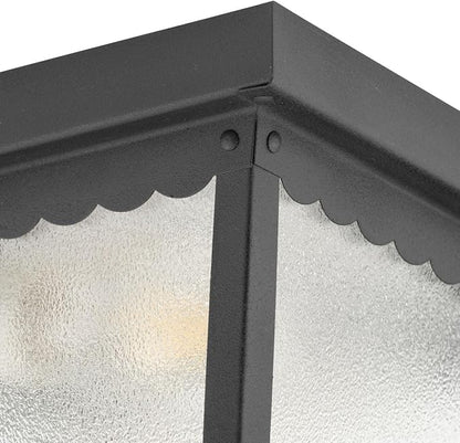 Progress Lighting 2-Light Indoor and Outdoor Flush Mount Ceiling Light, Interior and Exterior Ceiling-Mount Light Fixture for Porch Light, Patios, Garages, Hallways, Metal, 9-1/4" by 5", Black