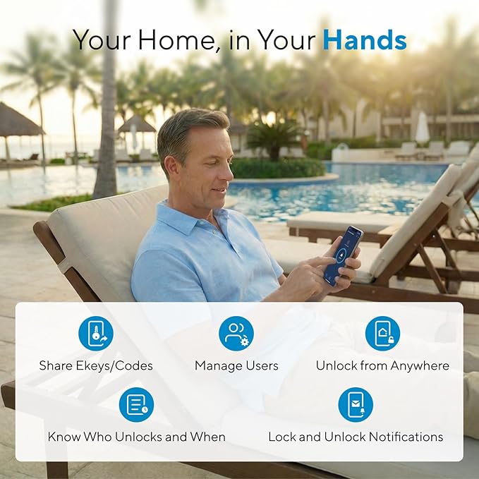 ULTRALOQ Bolt SE WiFi Smart Lock with Handle, Built-in Wi-Fi, Matter Over Thread, Works with Apple Home, Alexa, Google, Keyless Deadbolt with Fingerprint, App, Code, Remote Control, 18 Months Battery