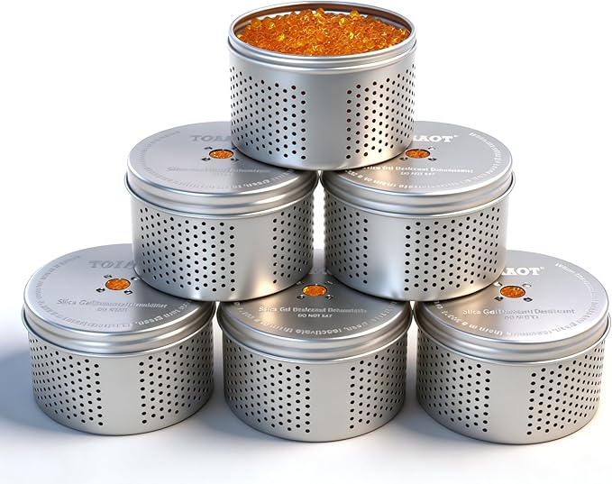 Gun Safe Dehumidifier, Moisture Absorber, 200g Small Silica Gel Desiccant Canister for Gun Cabinets & Safes, Aluminum Shell, Reusable