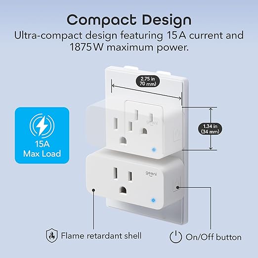 Geeni Smart Plug Mini 15A WiFi Outlet 4-Pack, Compatible with Alexa Google Home, No Hub Required, App Remote Control, UL Certified White