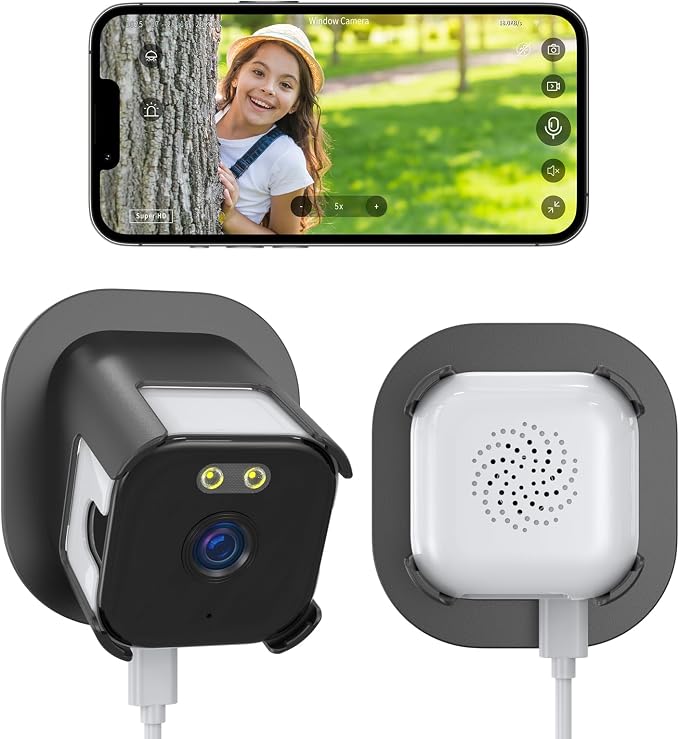 Window Camera 3MP 2K Indoor for Home Security, Color Night Vision - 2Pack | No Drilling See Outside from Inside Through Glass, 2.4GHz & 5GHz WiFi, AI Person Detection, Anti-Reflection Design