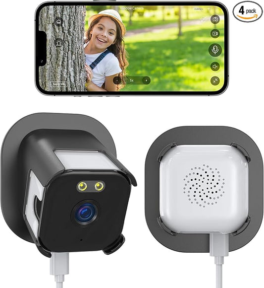Window Camera 3MP 2K Indoor for Home Security, Color Night Vision - 4Pack | No Drilling See Outside from Inside Through Glass, 2.4GHz & 5GHz WiFi, AI Person Detection, Anti-Reflection Design