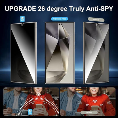X-it for Samsung Galaxy S24 Ultra Screen Protector Privacy [Auto Alignment/Dust Removal],Bubble-Free,[100% Ultrasonic Fingerprint ID] Easy Installation Full Coverage Anti-Spy [Non-Glass] 2 Packs
