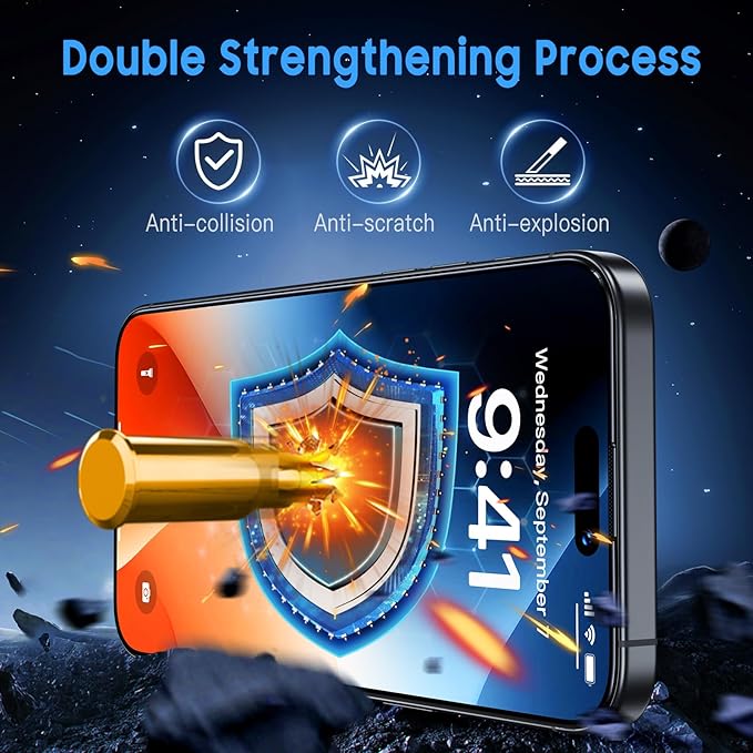 Uyiton for iPhone 15 Pro Max Matte Screen Protector, Anti-Fingerprint [Easy to Install] Anti-Reflection Shatterproof Full Coverage [Case Friendly] Anti-Glare 9H Tempered Glass Screen Cover, 2 Packs
