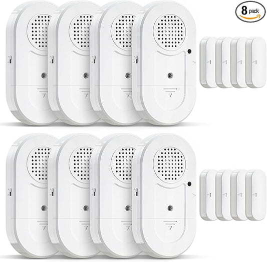 Sanjie Door Alarms When Opened,Door Window Alarm Sensors for Kids Safety/Home Security/Pool/Garage/Dementia/Toddler/Travel Security,Easy to Install,Volume Control/Loud Alert,Long Battery Life,8 Pack