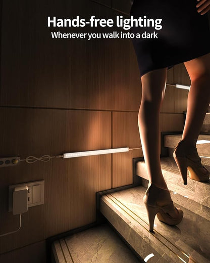 ASOKO Motion Sensor Dimmable Led Under Cabinet Lighting Plug in - 3 Pcs 12 inches Linkable Counter Light Bars, Led Closet Light Warm White 2700K