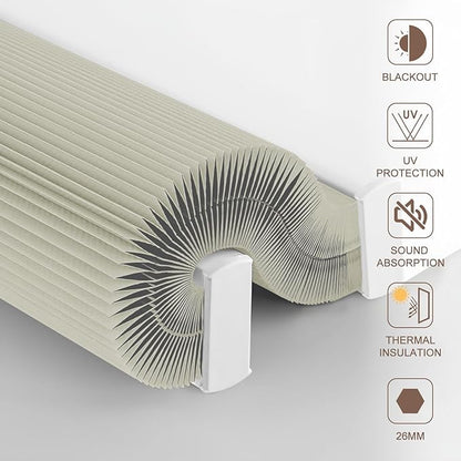 Godark Smart Angled Customized Blackout Honeycomb Blinds Suitable for Trapezoidal/Triangular/Polygonal Windows Motorized Cellular Shades Compatible with Alexa/Google Home/Tuya APP-Beige