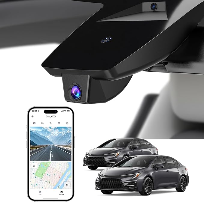 Front 4K Dash Cam for Toyota Corolla 2023 2024 2025 2026 Hybrid Sedan Hatchback(Not Corolla Cross), OEM-Look, UHD Video, WiFi & APP, Loop Recording,64GB Card