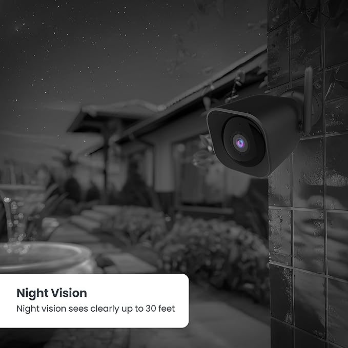Feit Electric Plug-in Outdoor Security Camera, 2K HD, Advance Motion Detection, 2.4GHz Wi-Fi, 30ft. Night Vision, 2-Way Audio, Micro SD Card Storage, AI-Powered Smart Alerts, Always-On Wired Power