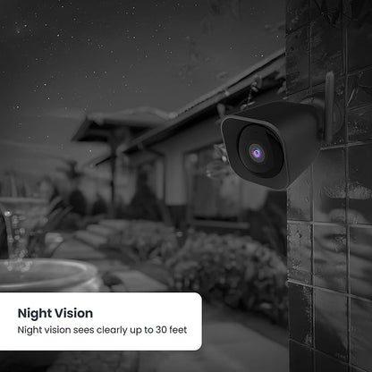 Feit Electric Plug-in Outdoor Security Camera, 2K HD, Advance Motion Detection, 2.4GHz Wi-Fi, 30ft. Night Vision, 2-Way Audio, Micro SD Card Storage, AI-Powered Smart Alerts, Always-On Wired Power