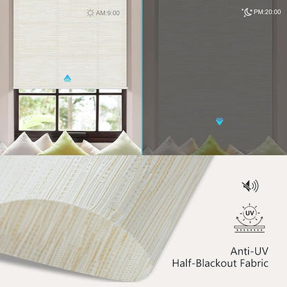 Aprilsmart Motorized Blinds with Remote,Light Filtering Motorized Roller Shades Work with Apple Homekit,Alexa,SmartThings,Google Home,Customize Blinds(Safari Ivory-63)