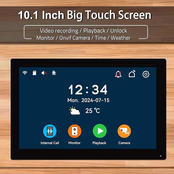 2-Wired Video Intercom System, Video Doorbell Camera with 10 inch Touch Screen, Timbre con cámara, Wireless WiFi Tuya APP Remote Control Door Bell Phone for Home Villa Apartment