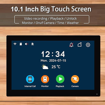 2-Wired Video Intercom System, Video Doorbell Camera with 10 inch Touch Screen, Timbre con cámara, Wireless WiFi Tuya APP Remote Control Door Bell Phone for Home Villa Apartment