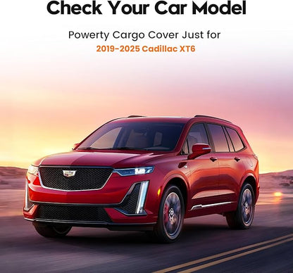 Powerty Cargo Cover for 2019-2024 2025 Cadillac XT6 Trunk Cover Retractable Trunk Shielding Shade XT6 Accessories Cargo Luggage Cover Black