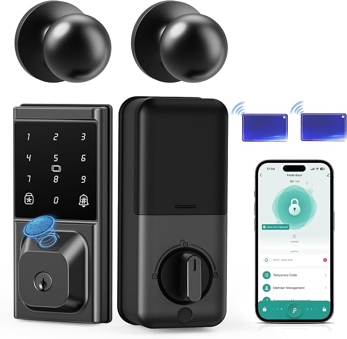 Keyless Entry Door Lock with Knob Handle, Fingerprint Smart Lock