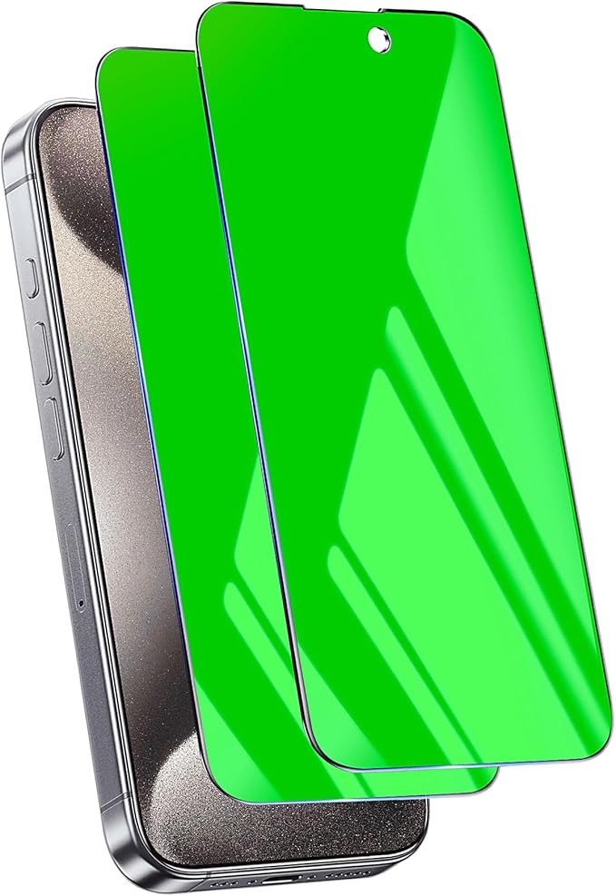 2 Pack for iPhone 15 Pro Privacy Screen Protector Tempered Glass for 6.1 inch Private Protective Film Anti-Blue Light Anti Spy No-Bubble Gradient Green [HD Clarity]