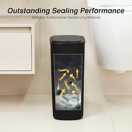 FRESHLIX Automatic Bathroom Garbage Bin with Lid, 5 Gallon Touchless Trash Bin, Smart Electric Narrow Waterproof Trash Can for Toilet, Office, Kitchen, Bedroom, Living Room