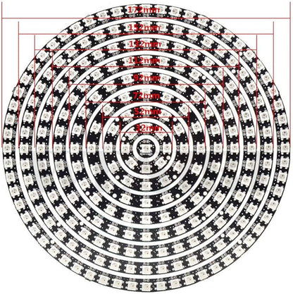 241 LEDs 9 Rings WS2812B 5050 RGB LED Ring Lamp Light Individually Addressable Full Dream Color DC5V with Mini Controller