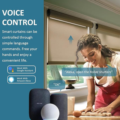 Smart Roller Shades Motor ZigBee 3.0, Motorized Blinds Retrofit Kit, DC24V Electric Tubular Motor Compatible with Alexa & Google Home, Brushless Copper & Quiet (6.0 N.m for Φ40mm (1.57") Round Tube)