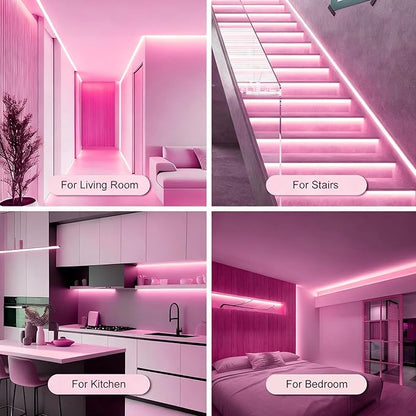 ZSLAIFU Battery Powered LED Strip Lights, 3.3FT COB LED Strip Light, Battery Operated LED Lights, Pink LED Strip Lights Battery Powered for Closet, Cabinet, Shelf, Kitchen, DIY Lighting
