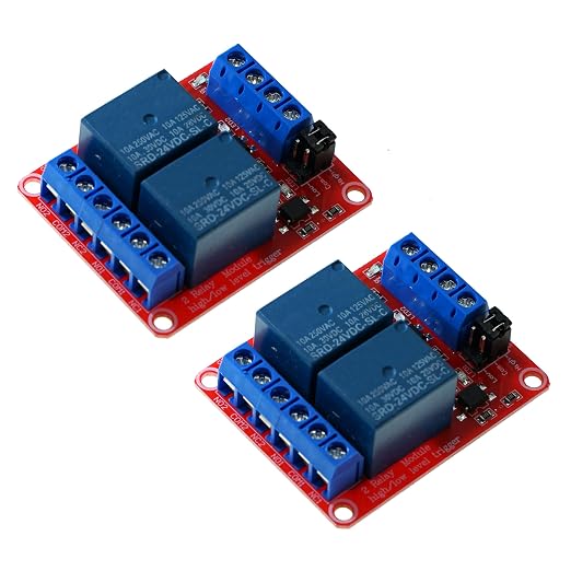 2PCS 2-Channel 24V Relay Module with Optocoupler Isolation – High/Low Level Trigger Control for Arduino, Raspberry Pi, PLC – Industrial Automation, Smart Home DIY (Supports AC/DC Loads)