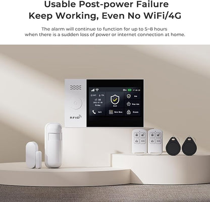 Home Security System Alarm System for Home Security Touch Screen WiFi Wireless Home Alarm 21 Piece Kit with Siren PIR Motion Sensor Remote Controls Security Systems for House