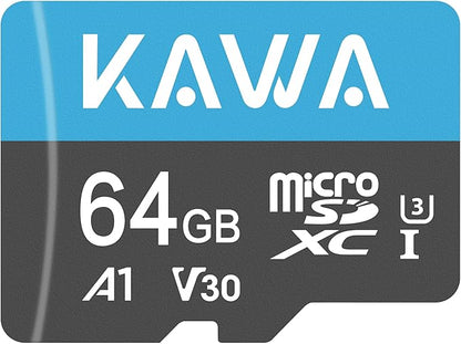 KAWA 64GB Micro SD Card, High Endurance Video Monitoring Card, microSDXC Flash Memory Card, A1, U3, Class10, V30, High Speed TF Card for DashCam, Security Camera, Baby Monitor, Phones, Tablets, Drones